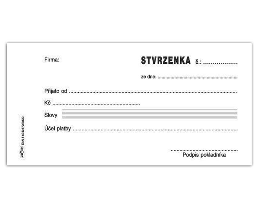 Příjmový pokladní doklad se stvrzenkou, 1/3 A5, blok 2 x 50 L