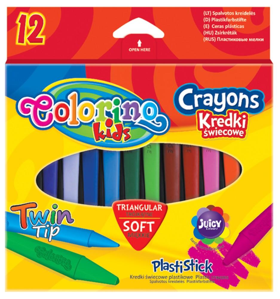 Pastelky voskové Colorino trojhranné 12 barev Plastistick