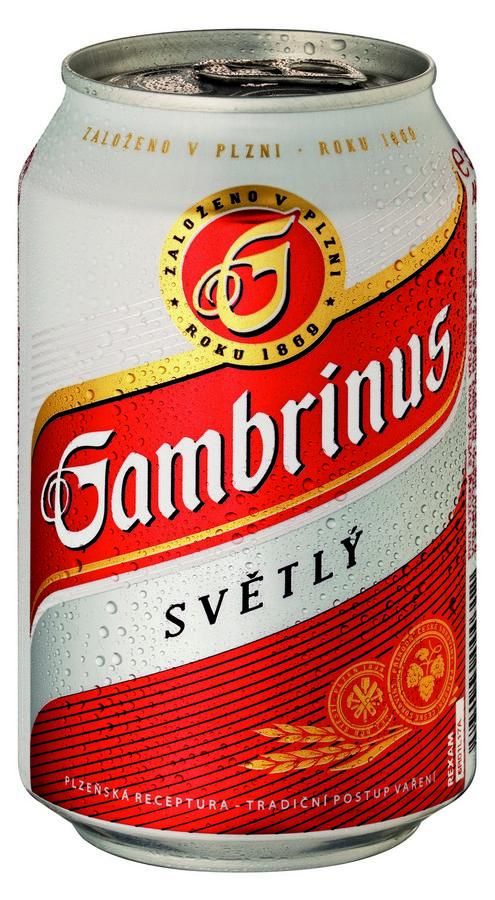 Pivo Gambrinus 10° 0,33 l plech