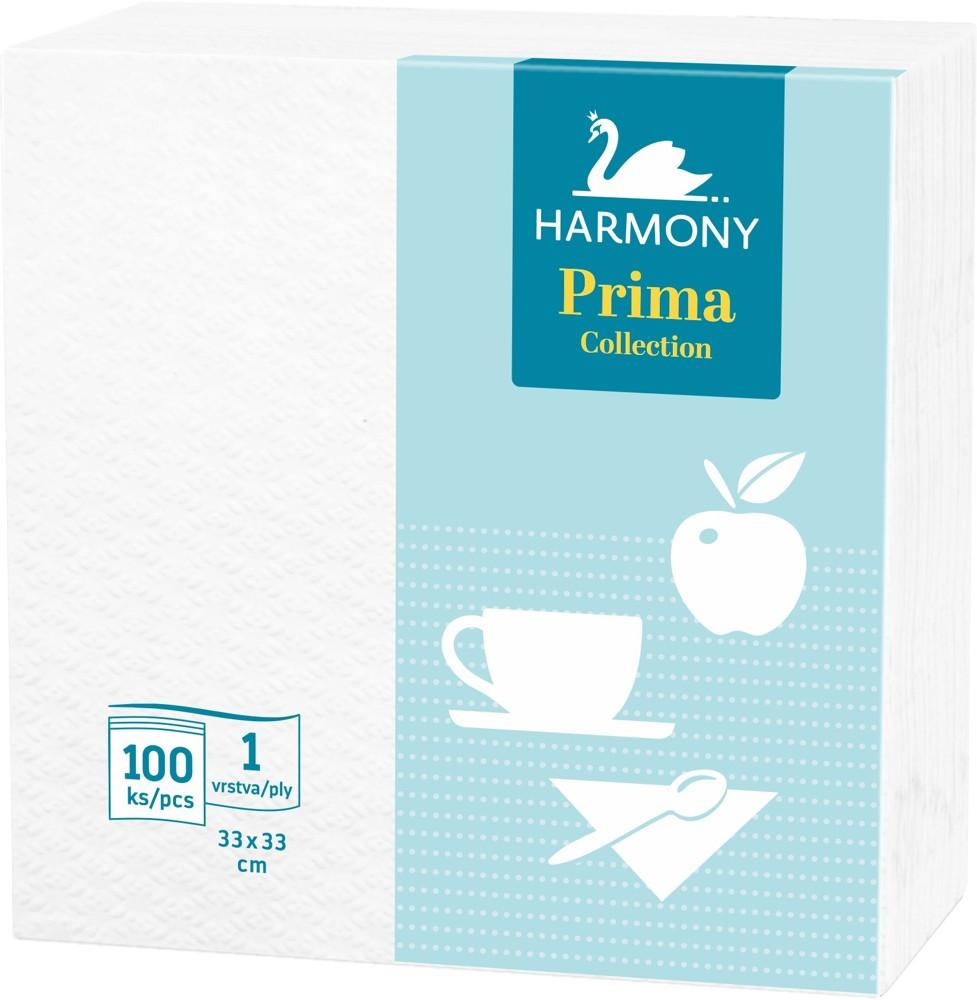Ubrousky Harmony Prima 33 x 33 cm bílé /100 ks
