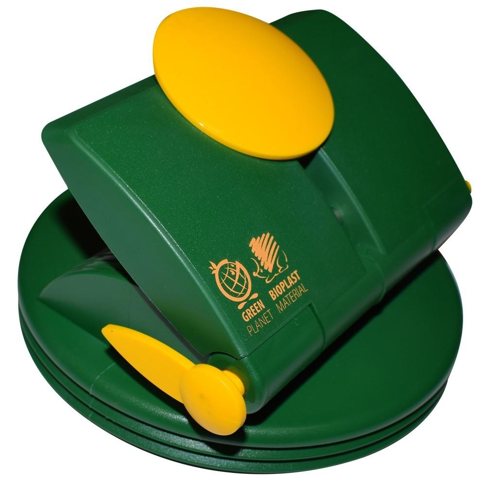 Děrovač z bioplastu, žluto-zelený