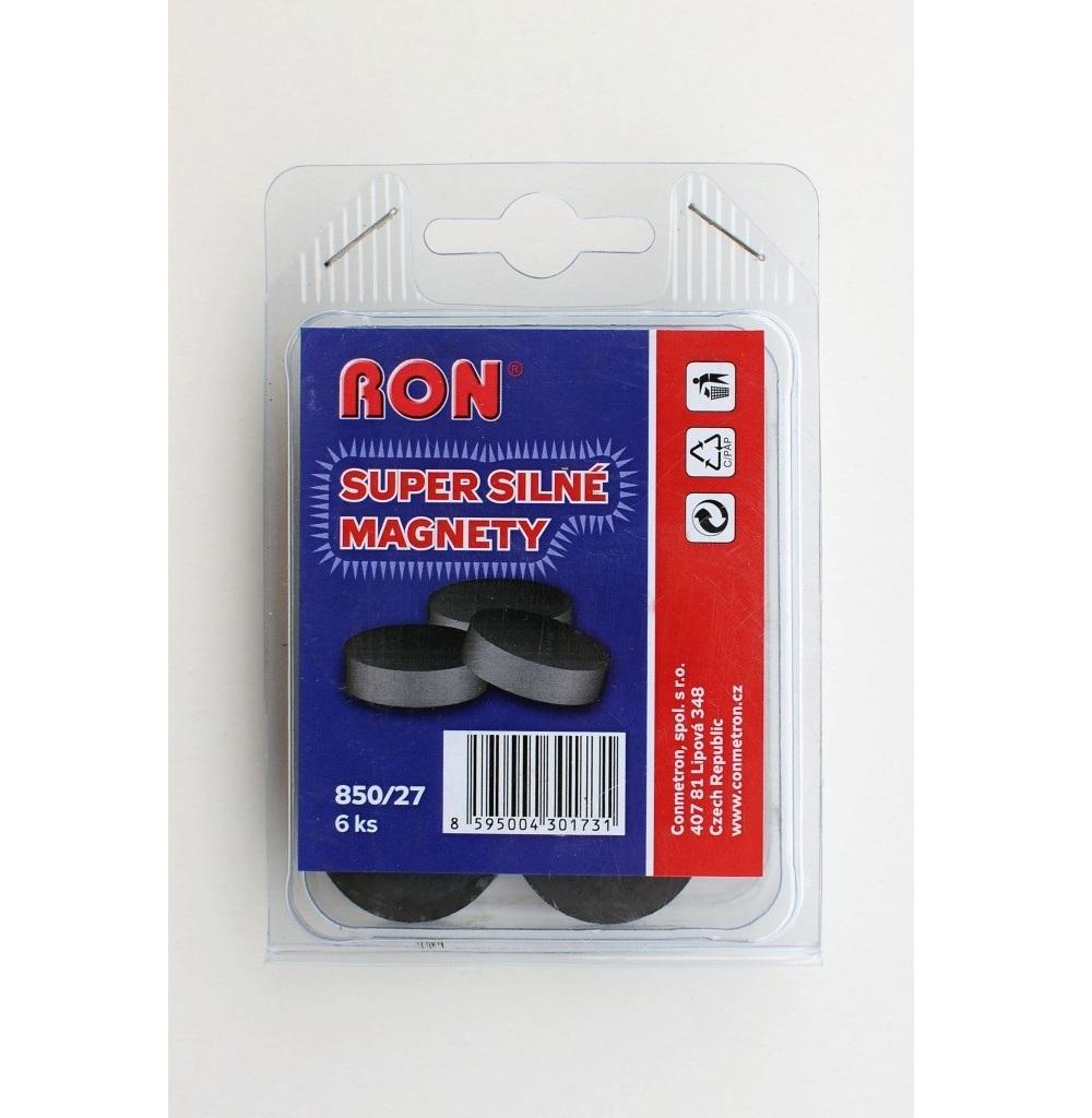 Magnety 850, černé průměr 27 mm / 6 ks supersilné