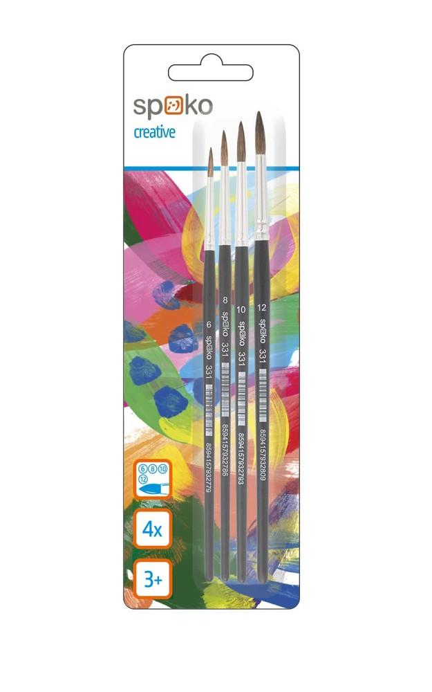 Štětec Spoko - souprava 4 ks - kulaté 6,8,10 a 12