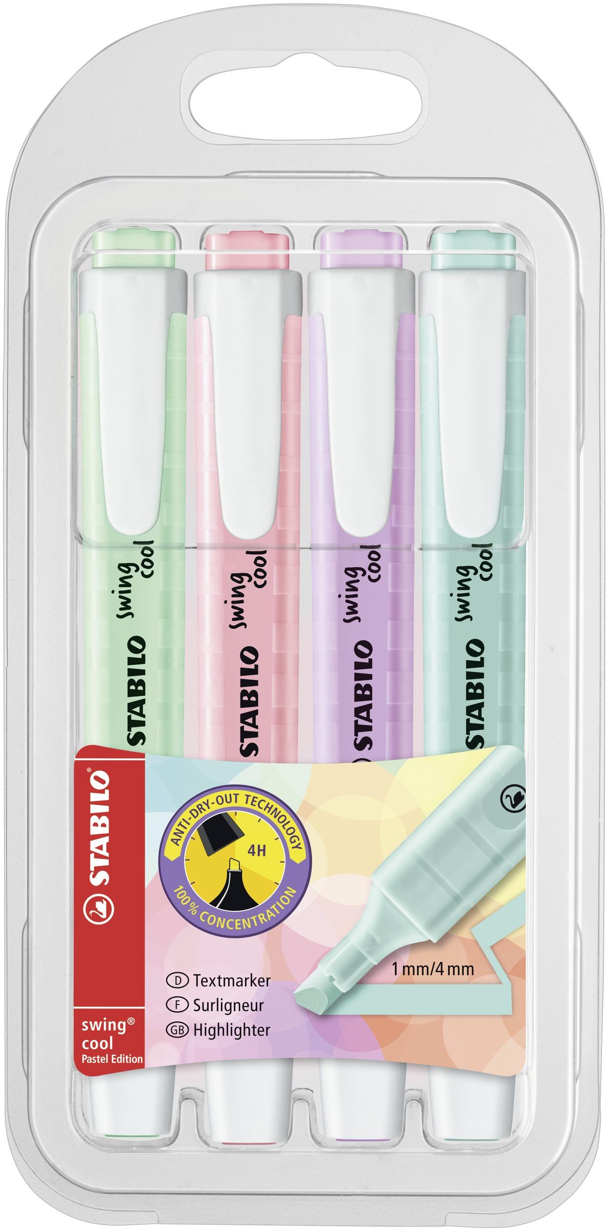 Zvýrazňovač Stabilo Swing Cool Pastel sada 4 ks