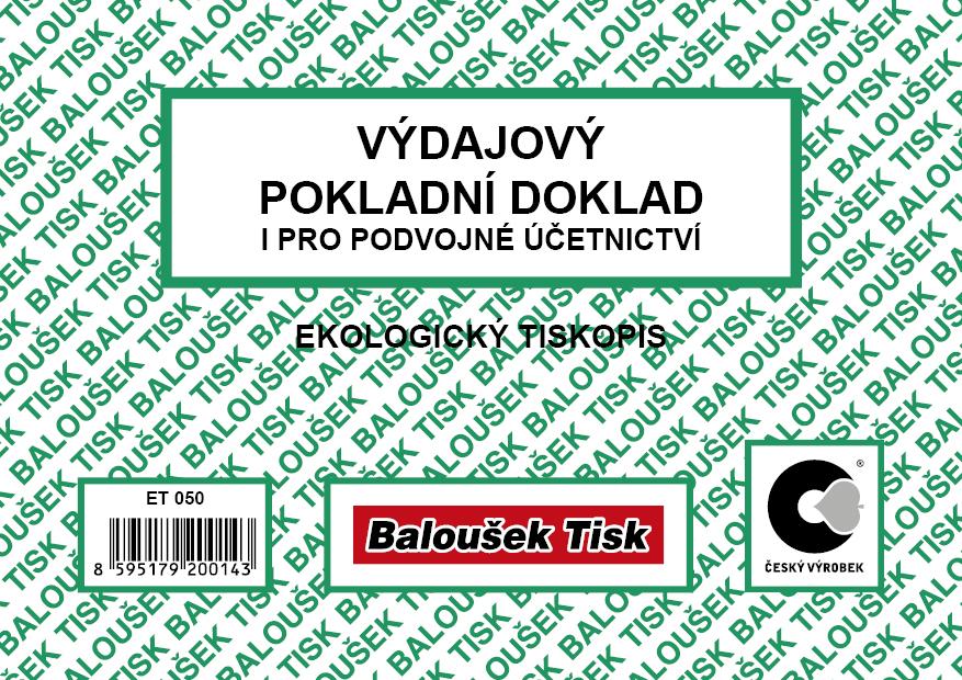 Výdajový pokladní doklad i pro podvojné účetnictví A6 eko
